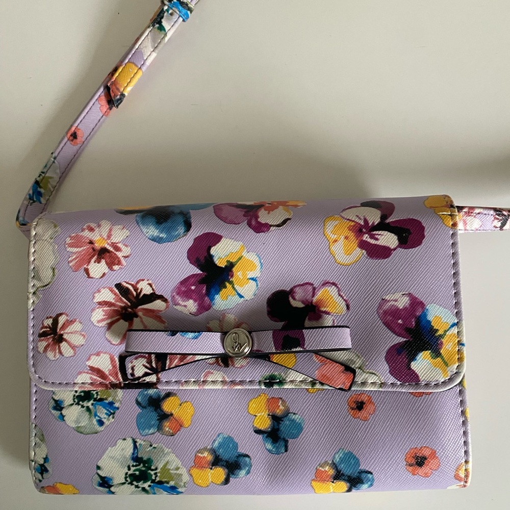 Lilac floral cross body bag clutch